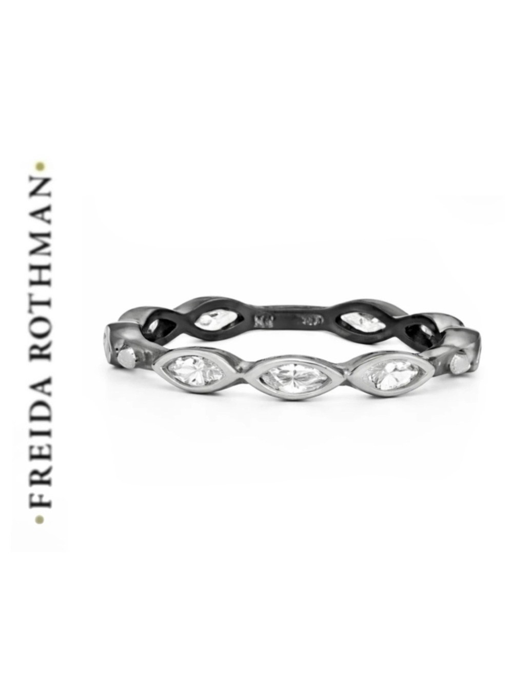 Freida Rothman TRIPLE MARQUISE RING in Silver Rhodium